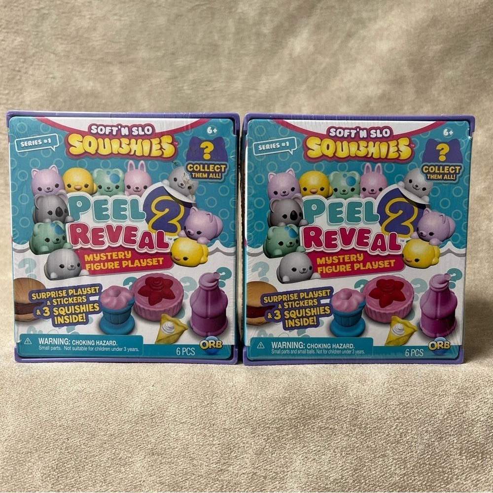 Soft N Slo Squishies Peel 2 Reveal Mystery Figure Play set Series 1 lot of 2
